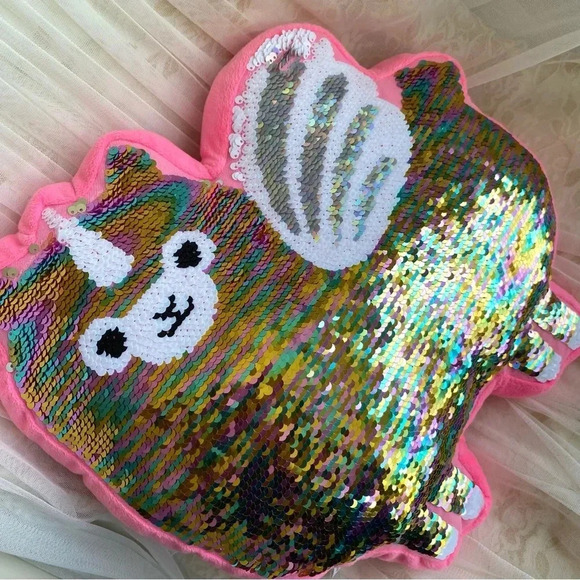 Justice Llamacorn Reversible Soft Sequin Pretty Pink Pillow Girls Plush Toy 12" - Picture 2 of 6